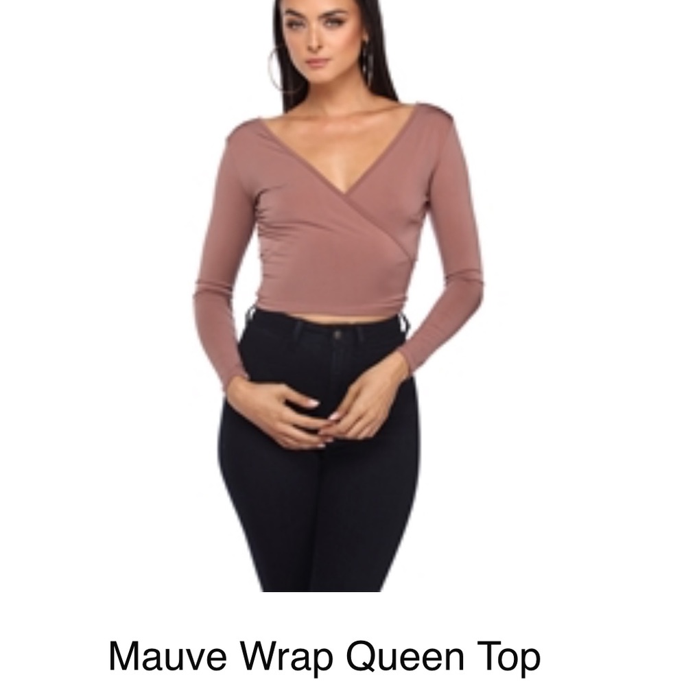 Windsor Mauve Wrap Long Sleeve Crop Top Size S